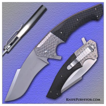Pat Crawford's Custom Knife: Joel Pirela Designed Flipper with Carbon Fiber and Machined Stainless Steel Bolsters