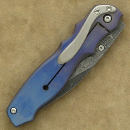 Matt Cucchiara Custom Knife "Sirrocco" Damascus Bladed "Flamed & Fizzed" Titanium Frame Lock - Image 3