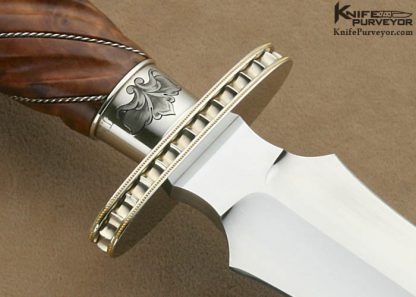 Curt Erickson Custom Knives Julie Warenski Engraved Fluted Burl Wood Presentation Dagger - Image 6
