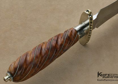 Curt Erickson Custom Knives Julie Warenski Engraved Fluted Burl Wood Presentation Dagger - Image 8