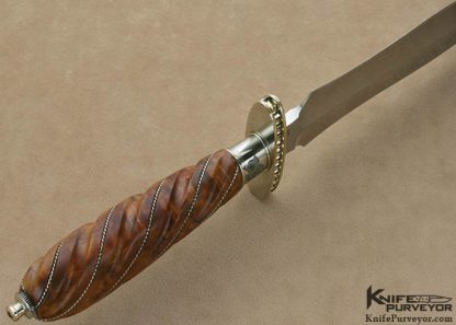 Curt Erickson Custom Knives Julie Warenski Engraved Fluted Burl Wood Presentation Dagger - Image 7