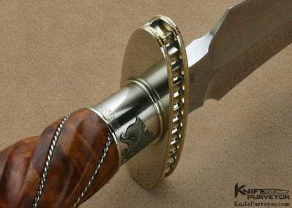 Curt Erickson Custom Knives Julie Warenski Engraved Fluted Burl Wood Presentation Dagger - Image 9