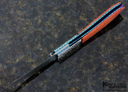 Kelly Carlson Custom Knife Textured Steel & Red Coral Linerlock - Image 5