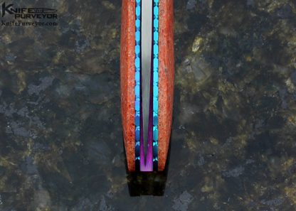 Kelly Carlson Custom Knife Textured Steel & Red Coral Linerlock - Image 6