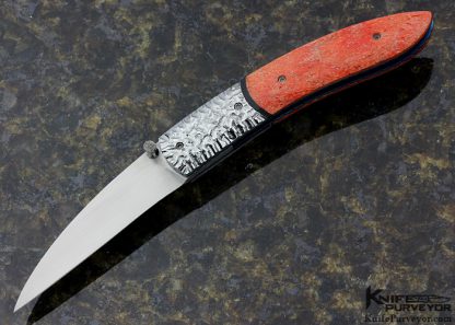 Kelly Carlson Custom Knife Textured Steel & Red Coral Linerlock 6716