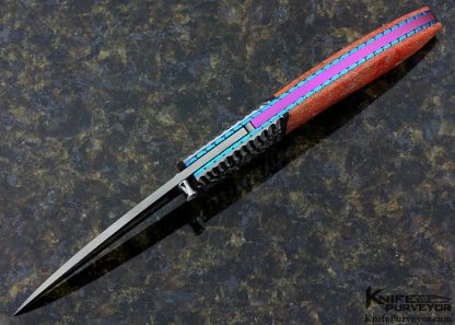 Kelly Carlson Custom Knife Textured Steel & Red Coral Linerlock - Image 4
