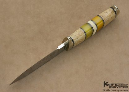 Butch Beaver Custom Knife Polished 440-C with Oosic, and Amber Fixed Blade - Image 6
