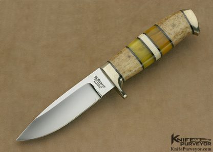 Butch Beaver Custom Knife Polished 440-C with Oosic, and Amber Fixed Blade