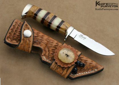 D' Holder Custom Knife Drop Point "My Knife Jr." Spalted Maple with Ironwood and White Amber - Image 3
