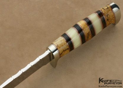 D' Holder Custom Knife Drop Point "My Knife Jr." Spalted Maple with Ironwood and White Amber - Image 2