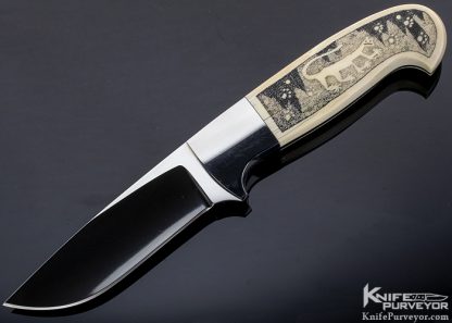 D'Holder Custom Knife Scrimshawed Hunter Fossil Walrus