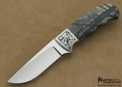 D'Holder Custom Knives Pat Holder Engraved Picasso Marble Drop Point Finger Grooved Hunter