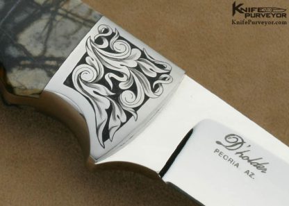 D'Holder Custom Knives Pat Holder Engraved Picasso Marble Drop Point Finger Grooved Hunter - Image 4