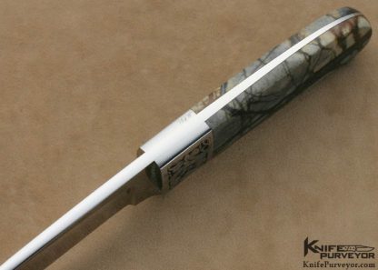 D'Holder Custom Knives Pat Holder Engraved Picasso Marble Drop Point Finger Grooved Hunter - Image 2