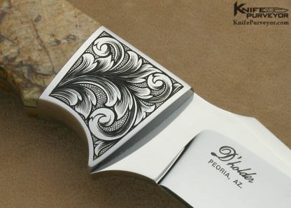 D'Holder Custom Knives Darren Reeves Engraved Picasso Marble Clip Blade Finger Grooved Hunter - Image 4