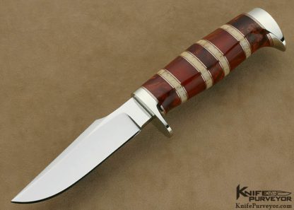 D' Holder Custom Knife Clip Blade "My Knife Jr." Dyed Burl with Oosic and Strawberry Amber