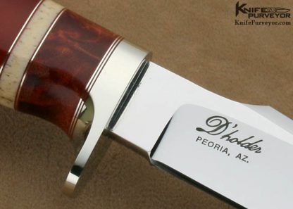 D' Holder Custom Knife Clip Blade "My Knife Jr." Dyed Burl with Oosic and Strawberry Amber - Image 4