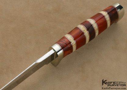 D' Holder Custom Knife Clip Blade "My Knife Jr." Dyed Burl with Oosic and Strawberry Amber - Image 2