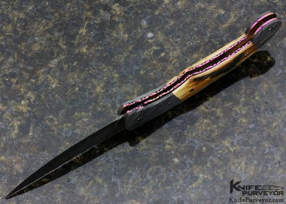 Dale Reif Custom Knife Damascus and Mammoth Auto Linerlock - Image 5