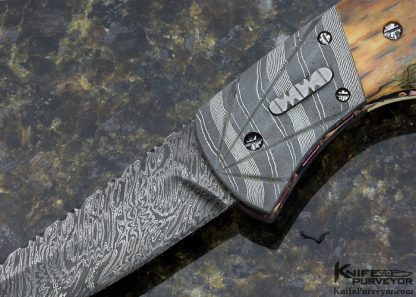 Dale Reif Custom Knife Damascus and Mammoth Auto Linerlock - Image 2