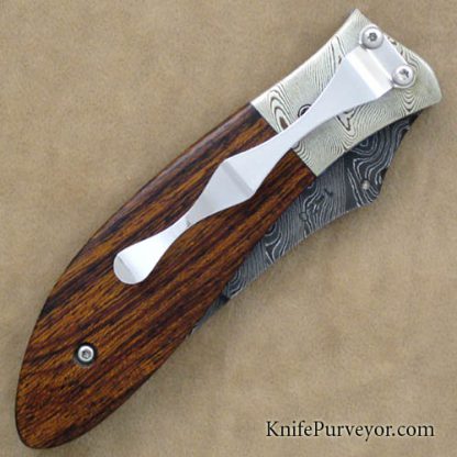 Dale Reif Custom Knife Desert Ironwood Damascus & Mokume Linerlock - Image 3