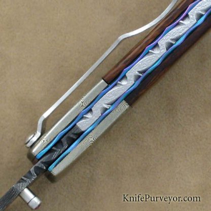 Dale Reif Custom Knife Desert Ironwood Damascus & Mokume Linerlock - Image 4