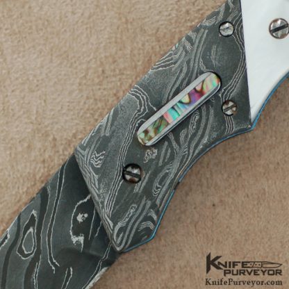 Dale Reif Custom Knife Mother of Pearl & Damascus Automatic Linerlock - Image 2