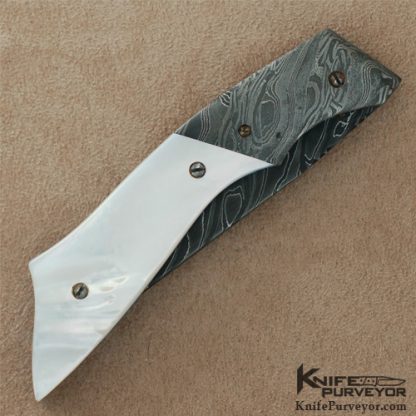 Dale Reif Custom Knife Mother of Pearl & Damascus Automatic Linerlock - Image 3