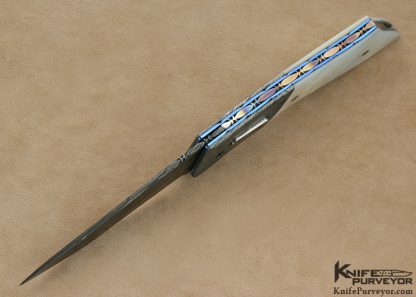 Dale Reif Custom Knife Mother of Pearl & Damascus Automatic Linerlock - Image 4