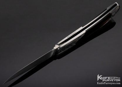 Jack Busfield Custom Knife Black Lip Pearl Lockback "Stars" Dan Wilkenson Engraved Black Lip Tahitian Pearl Shell w/ Gold - Image 8