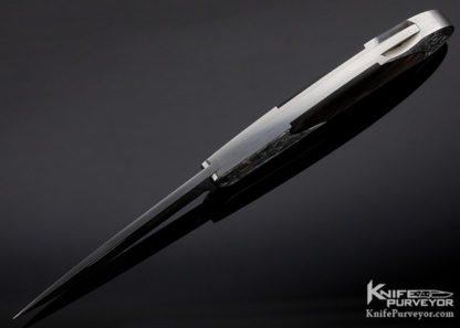Jack Busfield Custom Knife Black Lip Pearl Lockback "Stars" Dan Wilkenson Engraved Black Lip Tahitian Pearl Shell w/ Gold - Image 7