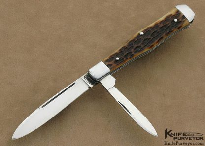 Dan Burke Custom Knife 2 Bladed Jigged Bone Slip Joint