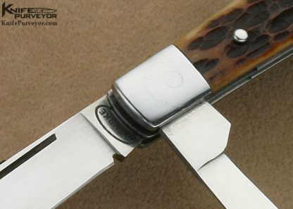 Dan Burke Custom Knife 2 Bladed Jigged Bone Slip Joint - Image 2