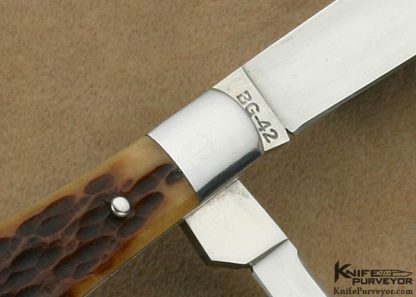 Dan Burke Custom Knife 2 Bladed Jigged Bone Slip Joint - Image 3