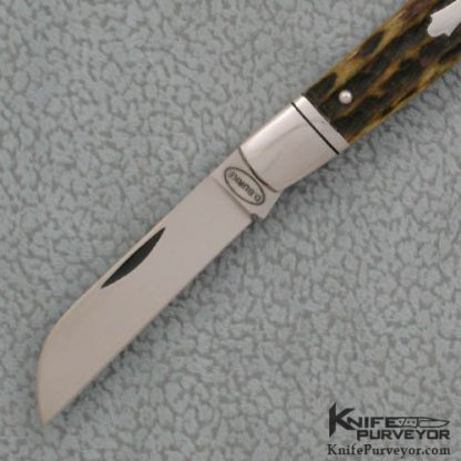 Dan Burke Custom Knife 2-Bladed Green Jigged Bone Slip Joint - Image 2