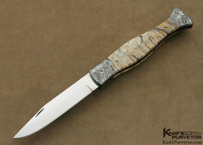 Dan Chinnock Custom Knife S30V, Damascus  "Fishtail" Linerlock