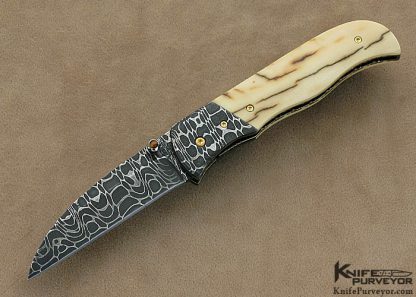 Dan Chinnock Custom Knife Chad Nichols Damascus Wharncliff Linerlock