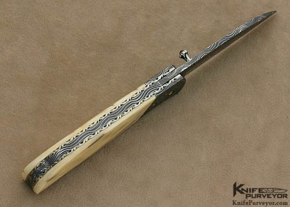 Dan Chinnock Custom Knife Chad Nichols Damascus Wharncliff Linerlock - Image 4