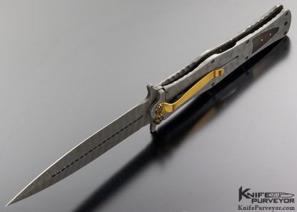 Darrel Ralph Custom Knife Integral Damascus and Black Lip Pearl Dagger - Image 7