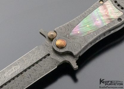 Darrel Ralph Custom Knife Integral Damascus and Black Lip Pearl Dagger - Image 2