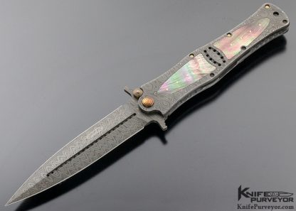 Darrel Ralph Custom Knife Integral Damascus and Black Lip Pearl Dagger