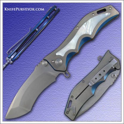 Darrel Ralph's Custom Knife: Mother of Pearl Assisted Opening Gunhammer