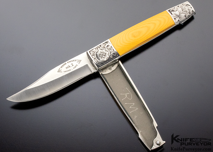 Barry Wood Custom Knife Micarta Engraved Funny Folder Knife Purveyor