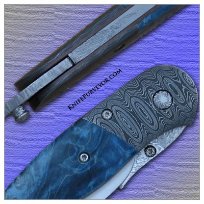 David Broadwell's Custom Knife: Limited Edition Springbok Series Blue Dyed California Buckeye Burl Linerlock Impala Numbered 22 of 25 - Image 2