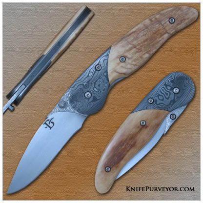 David Broadwell's Custom Knife: "Lido" Linerlock with Damascus Bolsters
