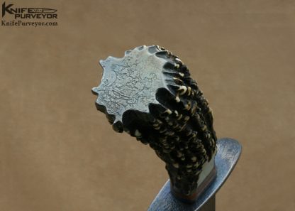 Dave Lisch Custom Knife Sole Authorship "Feather" Damascus & Popcorn Stag Hunter - Image 8