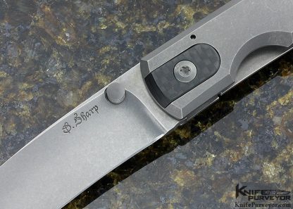 David Sharp Custom Knife "SharpWerks" Frame Horn Titanium Framelock with Carbon Fiber Accents - Image 2