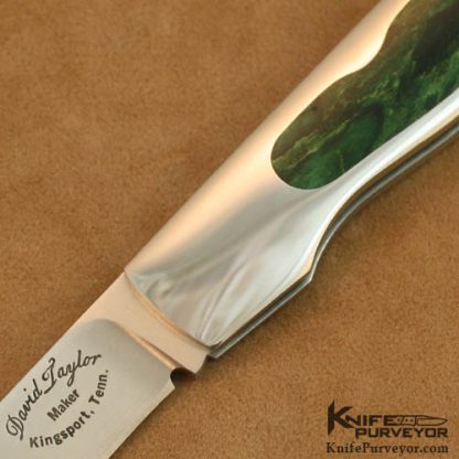 David Taylor Custom Knife Green Jade Interframe Lockback - Image 2