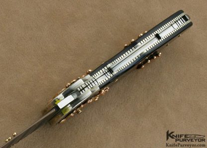 Dellana Custom Knife 2011 AKI Sole Authorship Damascus and Black Lip Tahitian Pearl Shell Lockback - Image 7