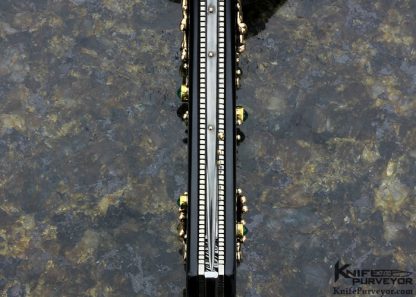 Dellana Custom Knife "Black Magic" Sole Authorship Ladder Pattern Damascus 14K Gold "Meltdown" with Edwards Black Jade & Diamonds - Image 7